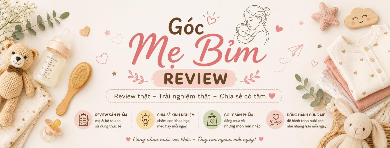 Ảnh bìa Góc Mẹ Bỉm Review: review sản phẩm mẹ và bé, chia sẻ kinh nghiệm chăm con, gợi ý đáng mua và đồng hành cùng mẹ